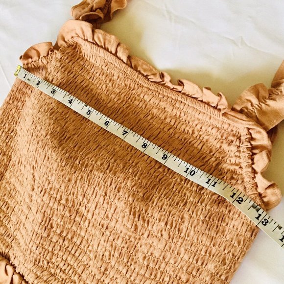 Love Tree Shirred Open Back Ruffle Tier Dress Desert Pink Size Medium - Picture 8 of 10